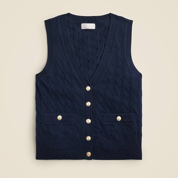 NWT J.Crew Cashmere Cable-Knit Sweater Vest (M) - Picture 4 of 5